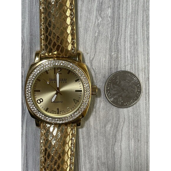 Vintage Joan River Classic Quartz Watch Women’s Gold Leather Crystal Bezel - Picture 11 of 16